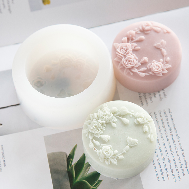 Candle Making Essentials - Round Shape Rose Flower Handmade Soap